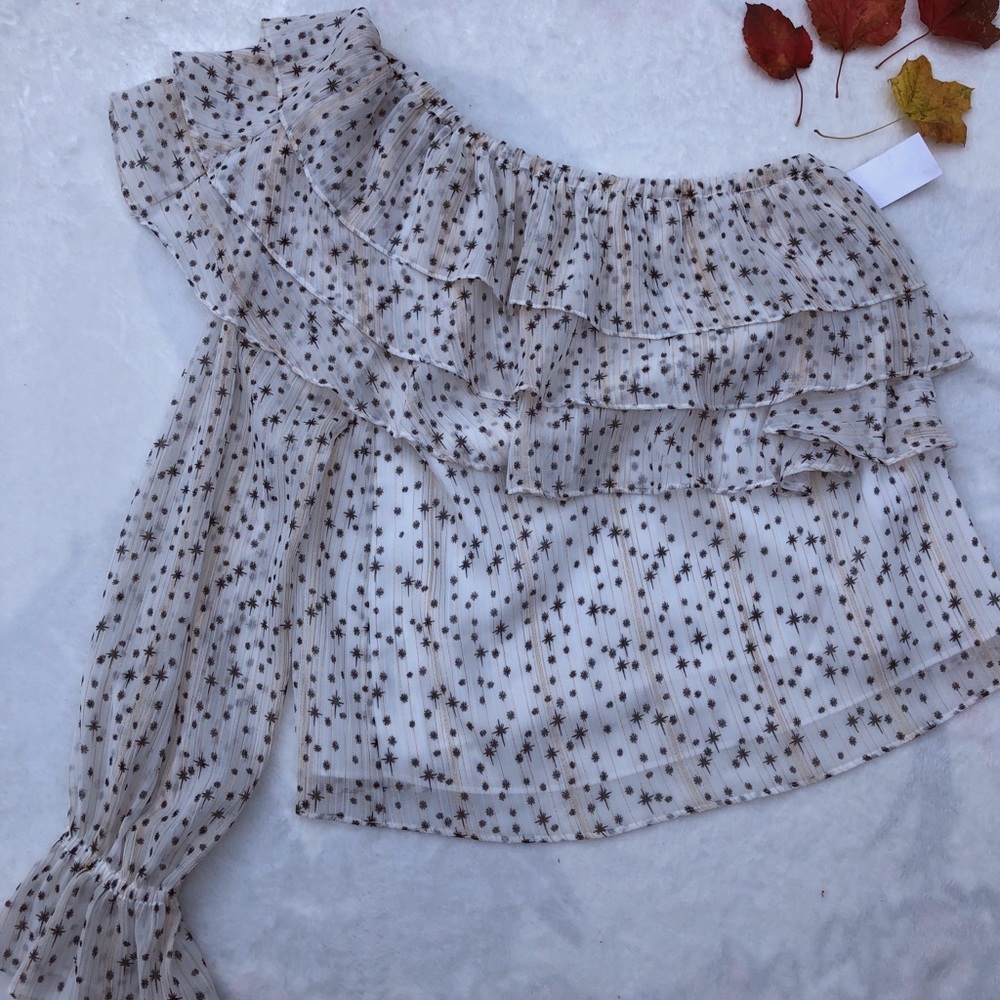 1.STATE ONE SLEEVE RUFFLE STAR BELL SHAPED ARM XS